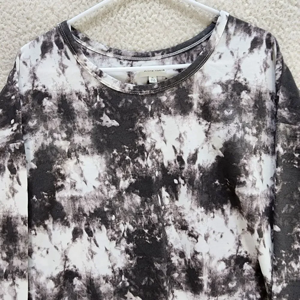 ANNE KLEIN Tie Dye Pajama Top Women's XL Grey Round Neck Long Sleeve Pullover - Picture 2 of 15